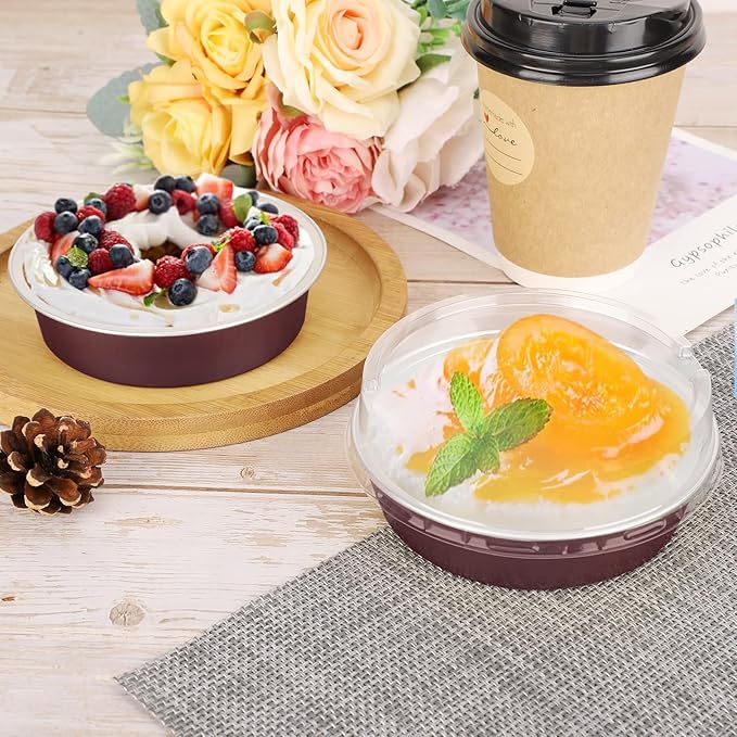 Beasea Disposable Mini Pie Tins With Lids, 4 Inch 50 Pack Disposable Mini Pie Pans Tart Pans, 8 Oz Aluminum Pie Pan Tin Coffee Tart Pans Round Oven Baking Mini Cake Pan for Pie Tart Quiche