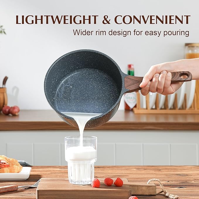 SENSARTE Nonstick Sauce Pan with Lid Saucepan Set, Swiss Granite Coating Sauce Pot Kitchen Cooking Pot, Induction Comptable, Free of Intentionally Added PFOA, 1.5 + 2.5 QT