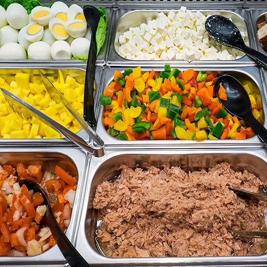 Mifoci Stainless Steam Hotel Pan with Lid, 2-1/2 Inch Deep Steam Table Pan Restaurant Supplies Reusable Anti Rust Catering Storage for Home, Party, Restaurant, Hotel, Buffet(6 Sets,1/4 Size)