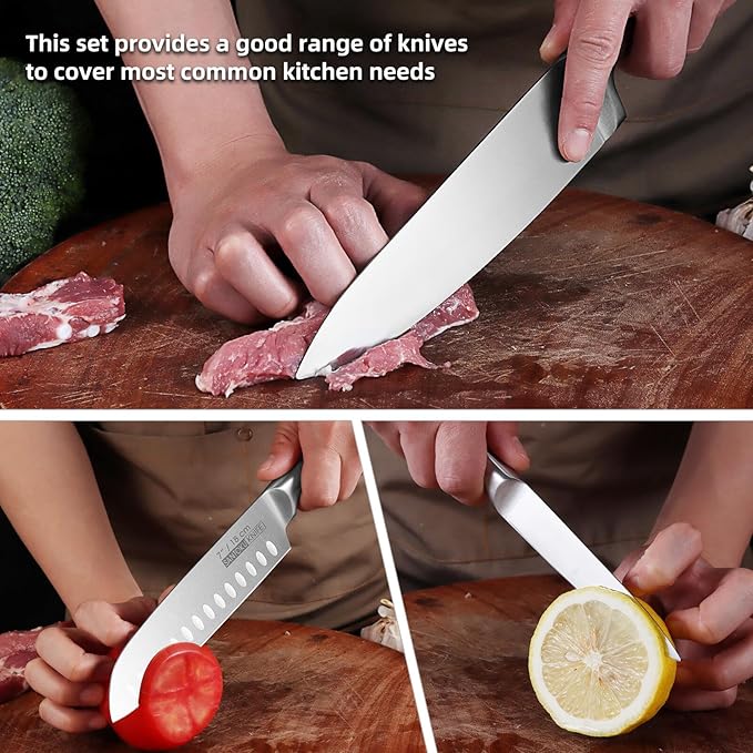 KOFERY 5-Piece Kitchen Knife Set - Razor-Sharp Stainless Steel Blades with Integrated Ergonomic Handle - Easy Clean and Ideal for Culinary Masters