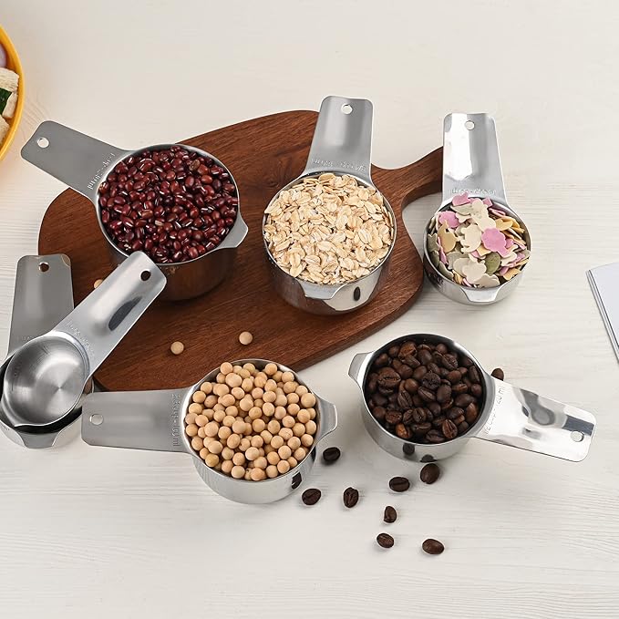 22-Piece Stainless Steel Measuring Set - Cups & Spoons, Metric & US, Dry & Liquid