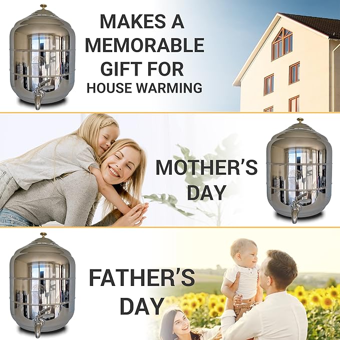 5 Gallon Counter Top Stainless Steel Beverage Dispenser with Faucet Spigot, handle and Lid to Dispense Chilled Water, Beverages, Tea, Soda, Juice