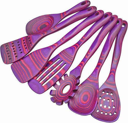 7 PCS Pakkawood Kitchen Utensils | Kitchen Cooking Utensil Set | Pakkawood Utensils | Non-Stick Wooden Spoons | Wooden Spoons for Cooking | Byzantium