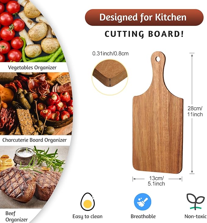 Zubebe 24 Pcs Cutting Board Bulk 11 x 5 Inch Wood Chopping Board Blank Small Laser Engraving Mini Charcuterie Serving Boards for Wedding Housewarming Gift (Acacia)