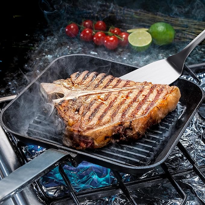 Stainless Steel Spatula Set, 1PC Heavy Duty Turner/Metal Spatula, High Heat Resistant Kitchen Cooking Utensils, Ideal Cookware for Frying Steak, Fish, Eggs or Pancakes