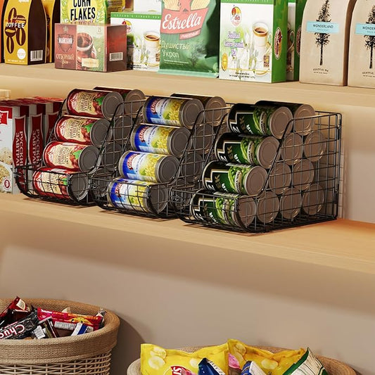 X-cosrack Stackable Can Organizer for Pantry 3Pack,Standing Dispenser Storage Bins,Metal Wire Basket Beverage Pop Soda Rack Stand Kitchen Pantry Countertop Cabinets,Stacking Canned Food Holder