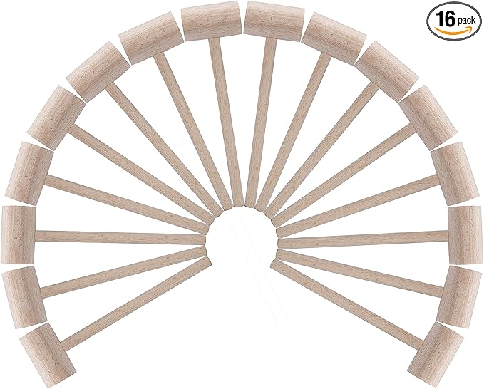 16 PCS Wooden Crab Mallets Natural Hardwood Lobster Hammers