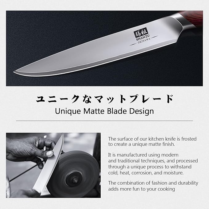 6 Inch Chef Knife, Japanese 10Cr15MoV High Carbon Stainless Steel Kitchen Knife, Multipurpose Ultra Sharp Kitchen Utility Knife with Ergonomic Pakkawood Handle