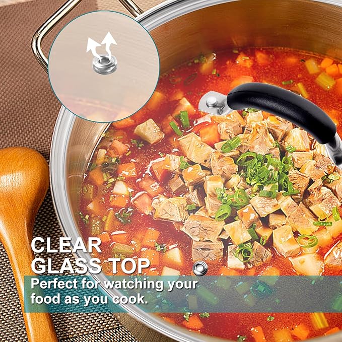 12 Inch Tempered Glass Lid for Lodge 12" Cast Iron Skillets & 7QT Dutch Ovens - Pre-Assembled Riveted Handle with Heat-Resistant Silicone Cover,Steam Vent Hole Design