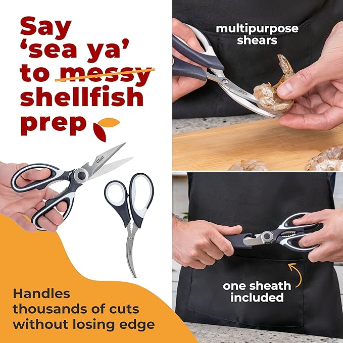Gidli Kitchen Scissors & Shears 2 Pack - Lifetime Replacement Warranty* - Heavy Duty Kitchen Scissors - Stainless Steel All Purpose Ultra Sharp Cutting Scissor for Food and Meat, Dishwasher Safe