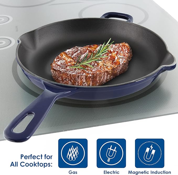Chantal Enameled Cast Iron Cookware, 5 pc Set, Cobalt Blue