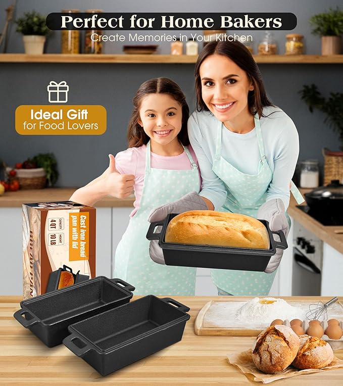 Cast Iron Loaf Pan With Lid, 9×5 in – 2‑in‑1 Heavy‑Duty & Oven‑Safe Loaf Pan for Sourdough & Homemade Bread