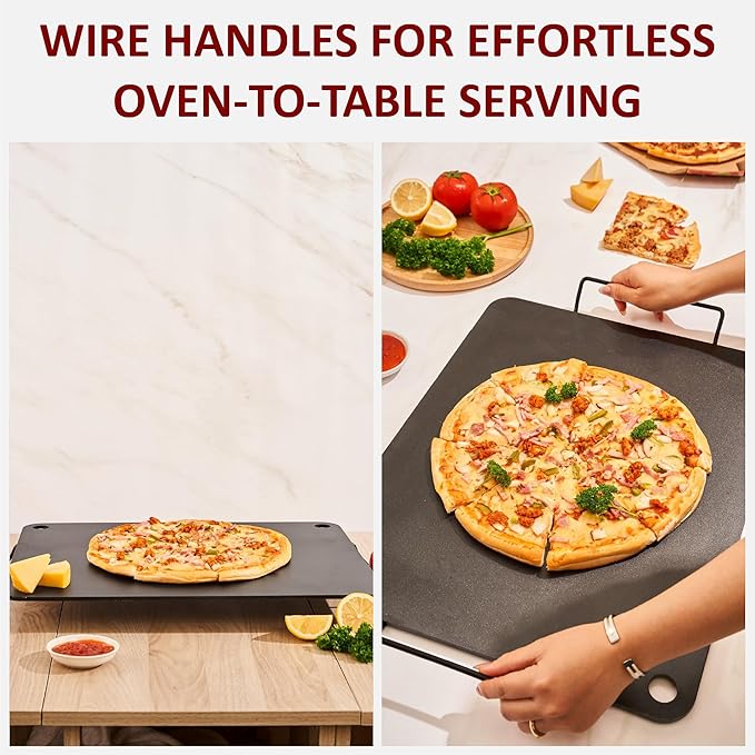 Cooking Steel for Oven Sourdough, 16 inch x 20 inch, Detachable Handle, Heavy-Duty Pizza Baking Steel For Oven, Good for Bread (16x20 pizza steel+wooden peel)