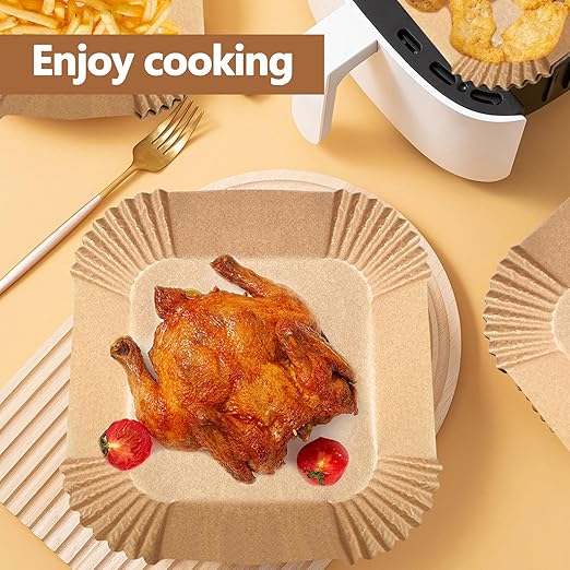 150 Pack 8.5 Inch Air Fryer Liners, Parchment Paper Sheets for Air Fryer Basket, Non-Stick, Disposable, Unbleached, Heat Resistant, Fits 5-8QT Air Fryers, Oil-Free & Healthy Cooking(Bottom size: 7in)