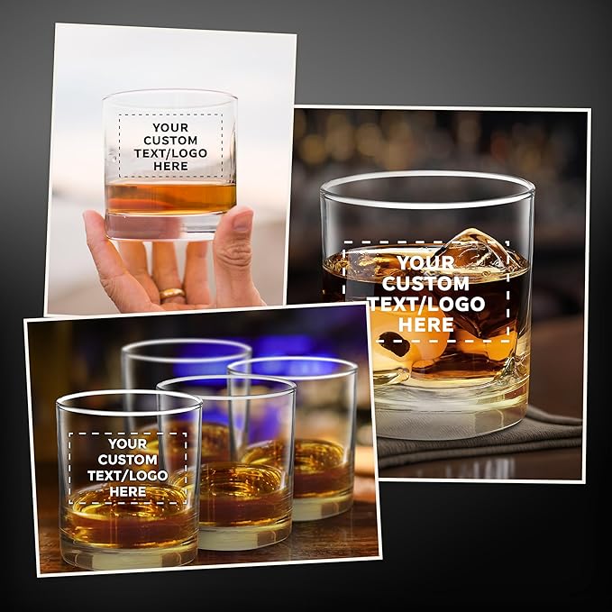 Custom Lexington Rocks Whiskey Glass 10.5 oz, Set of 48, Personalized Bulk Pack - Perfect for Scotch, Bourbon, Whiskey, Cocktail - Clear