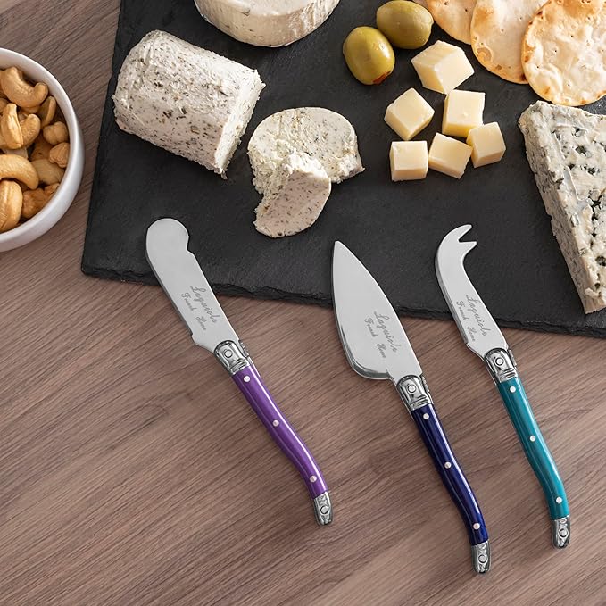 French Home 7 Piece Laguiole Sm Cheese Knives and Spreaders - Plum Rose