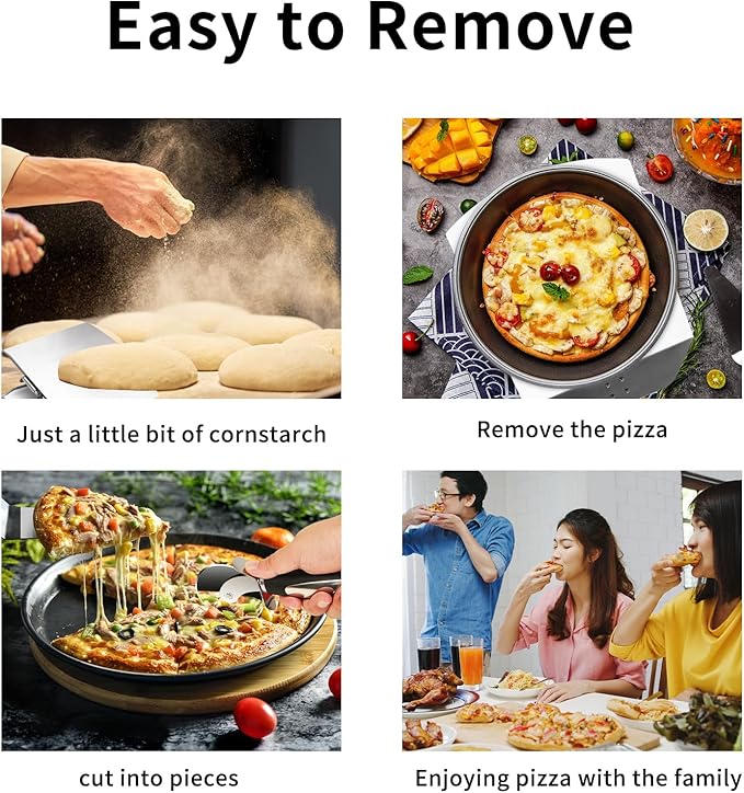 Pizza Kit for Homemade Baking, 12in Perforated and Non-Perforated Pizza Pan Set with Stainless Steel Pizza Peel 12x9in, Dough Roller, Cutter, Apron, Baking Mat, Ideal for Oven Cooking at Home