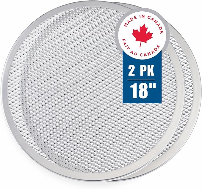 Norjac 18 Inch Pizza Screen, 2 Pack – Aluminum Mesh for Oven, Seamless, Rust-Free, Durable Baking Trays for Crispy Crusts