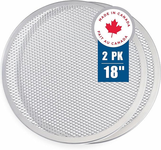 Norjac 18 Inch Pizza Screen, 2 Pack – Aluminum Mesh for Oven, Seamless, Rust-Free, Durable Baking Trays for Crispy Crusts