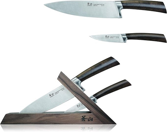 Cangshan TA Series 1021356 Swedish 14C28N Steel Forged 3-Piece TAI Knife Block Set, Walnut