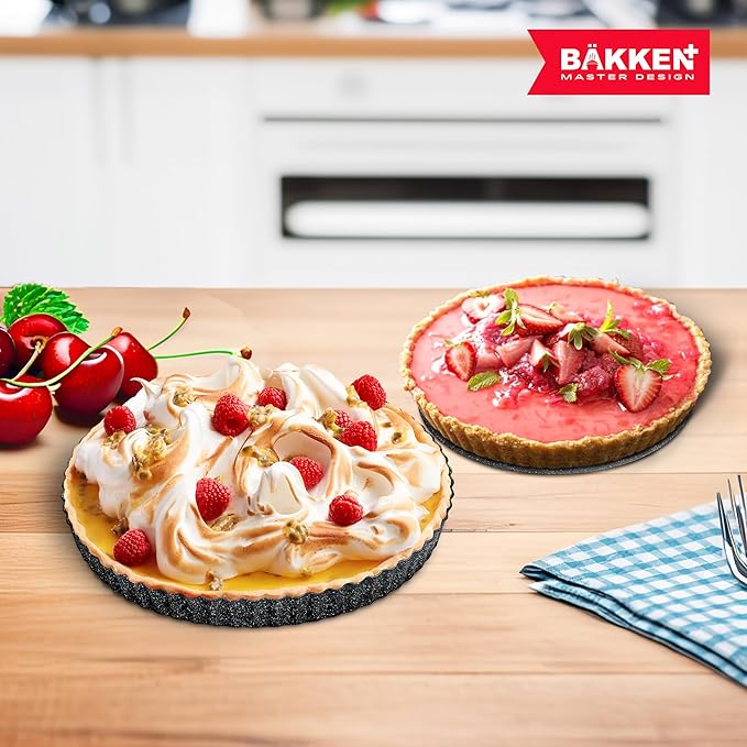 Tart Pan – Quick Release Removable Base, Non-Stick Fluted Edge, Durable Steel - Create Perfect Pies, Fruit Tarts, and Quiches with Ease