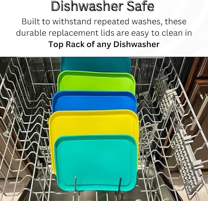 1, 2, 4 & 7 Cup Blue Round & 3, 6, 11 Cup Blue Rectangle Replacement Lids/Covers for Pyrex, Anchor Hocking & KlareWare Storage Bowls *Lids Only -Glass Container Not Included*, 14 Pack *2 of Each Size*