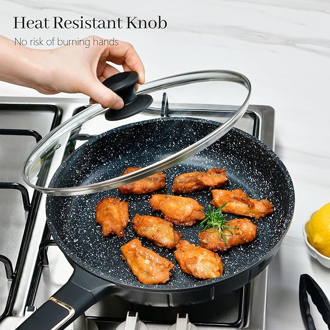 10.25 In Glass Lid for Frying Pan, Tempered Replacement Cover for All 10.25 inches Cookware for Skillets, Round Cast Iron, Cast Aluminium, Stainless Steel Pans &Pots