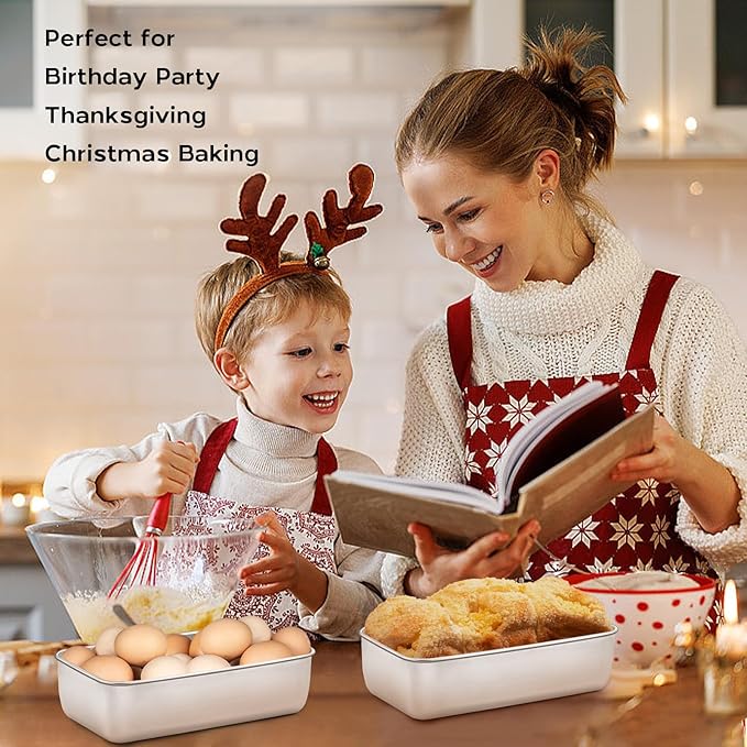 Onader Bread Loaf Pans Set of 8, 9 x 5 Inch Stainless Steel Deep Meatloaf Pan for Baking