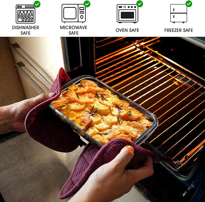1.5 QT Glass Baking Dish for Oven, (Single Serving) Glass Pan for Cooking Dish Casserole Dish Rectangular Baking Pan Glass Bakeware