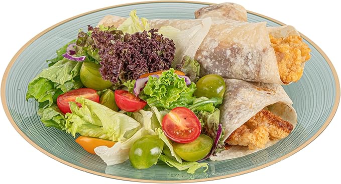 Restaurantware Plastic Plates 20 Pcs 10" Gold Rimmed Disposable Plates Heavy-Duty Green Translucent Rippled Plastic Dinner Servers for Party, Weddings, Salads, Desserts, and Appetizers