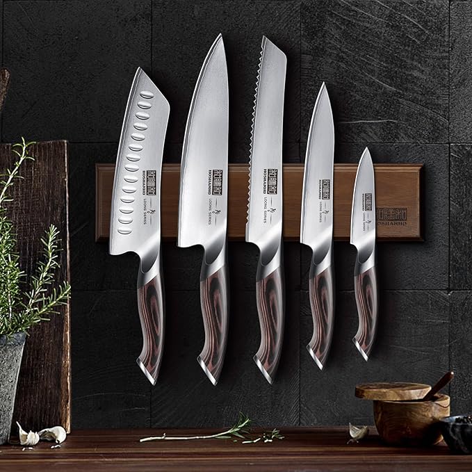 Knife Set with Magnetic Knife Holder, 6 Pieces Japanese High Carbon Stainless Steel Kitchen Knife Sets, Ultra Sharp Professional Chef Knives Sets