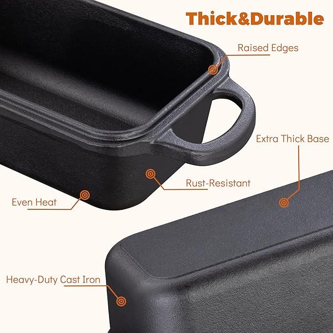 GRMImosa 2 in 1 Cast Iron Bread Loaf Pan with Lid, Loaf Pans for Baking Bread, Even Heat Distribution for Meatloaf, Homemade Bread