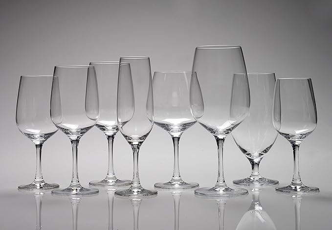 D&V Valore Break-Resistant, European Crystal Glass, Burgundy Light Red Wine Glass, 15 Ounce, Set of 6