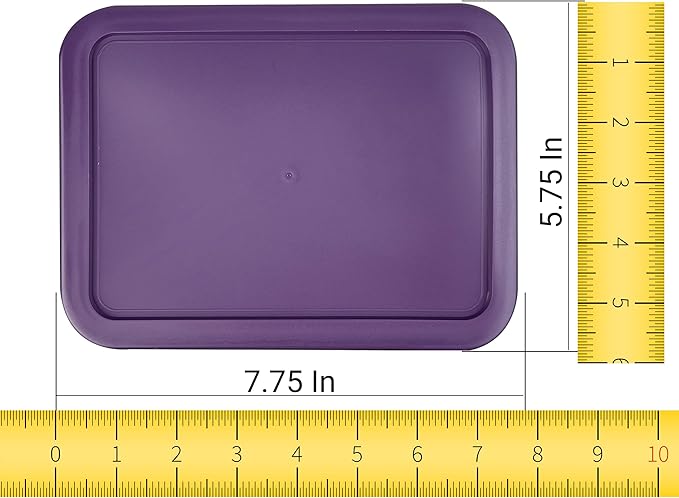 Replacement Lids for Pyrex 3-Cup Glass Food Storage Container Bowls, (7.75 x 5.75-Inch) Plastic Rectangle Lids Covers fits Pyrex 7210-PC, Airtight & Leakproof (2-Pack, Purple)