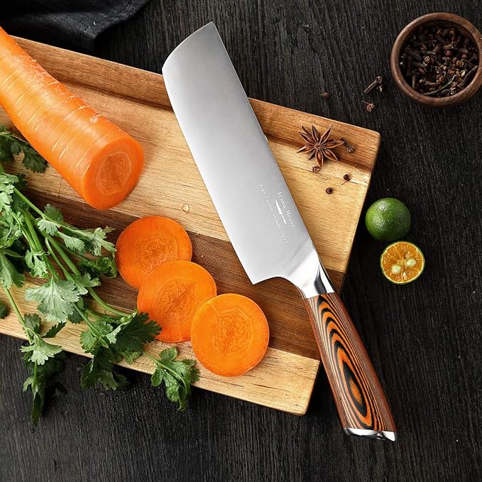 Nakiri Knife 7 Inch, Vegetable Chef's Knife With High-Carbon Stainless Steel & Ergonomic Handle Suitable for Kitchen & Restaurant