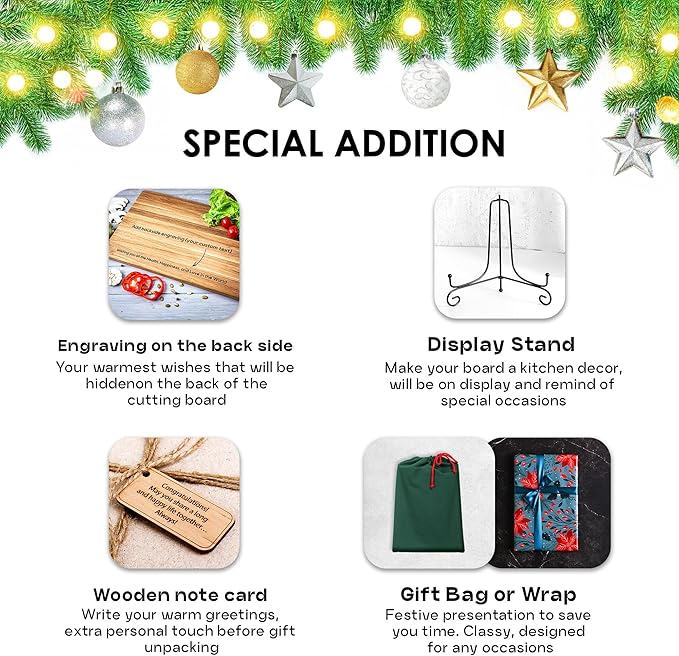 Personalized Oak Wood Cutting Board – Custom Lovebirds Engraving with Couple's Names – 10x14 Inches – Gift for Wedding, Anniversary, Christmas, Housewarming – Great for Parents and Friends