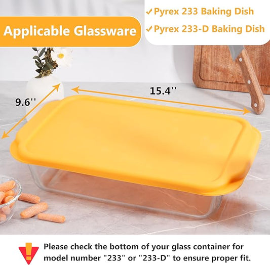 Silicone Lids for Pyrex 233丨233-D Glass Baking Dish, 1 Pack Silicone Lid for Pyrex Glass Baking Dish, Dishwasher & Freezer & Microwave Safe (Baking Dish Not included)