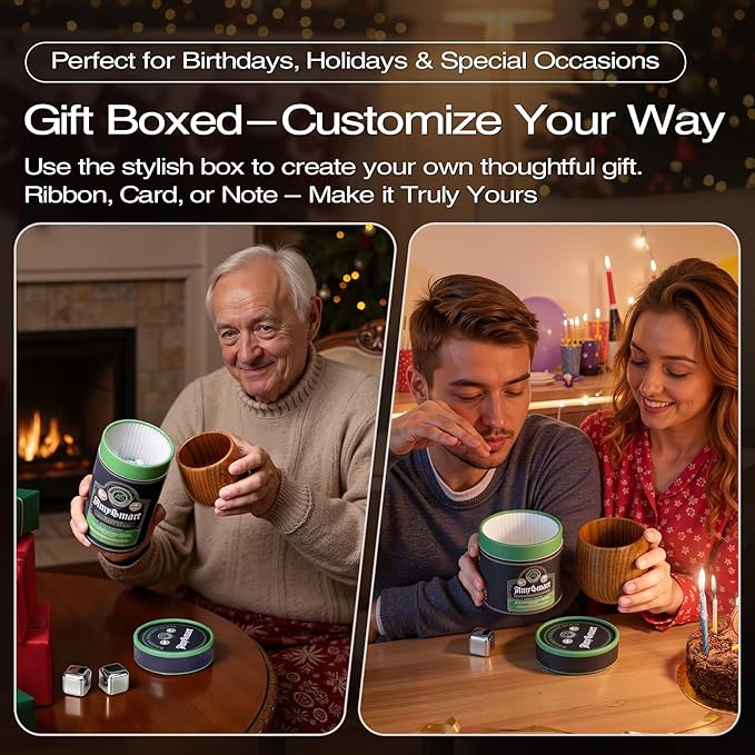 Handcrafted Wooden Whiskey Glass with Gift Tube – Charred Old Fashioned Glass,Charred Bourbon Drinking Cup | Unique Whiskey Gift for Men, Dad, Husband, Friends, Birthday & Holiday (1 Pack Charred)