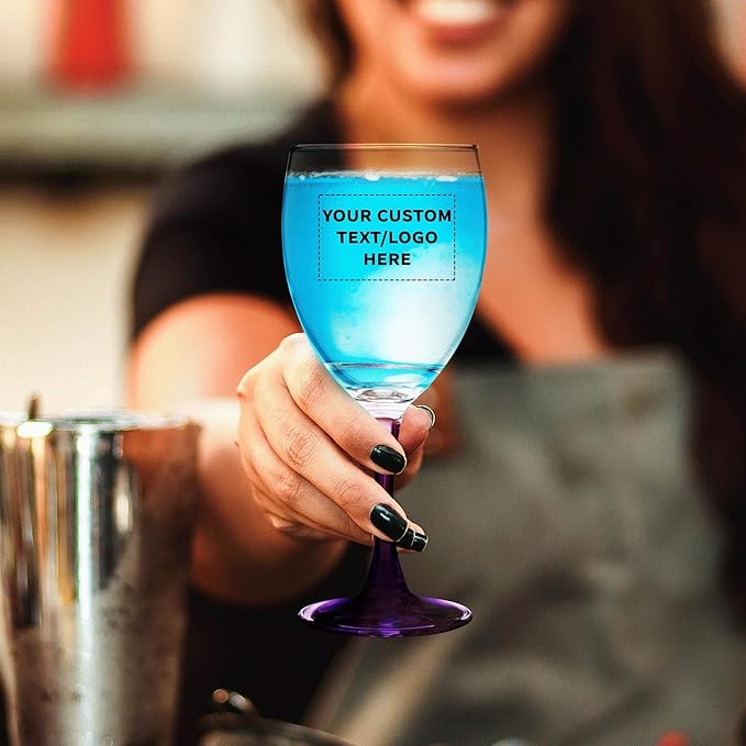 Custom Nuance Wine Glasses by ARC 10.5 oz. Set of 100, Personalized Bulk Pack - Restaurant Glassware, Perfect for Red Wine, White Wine, Cocktails - Purple