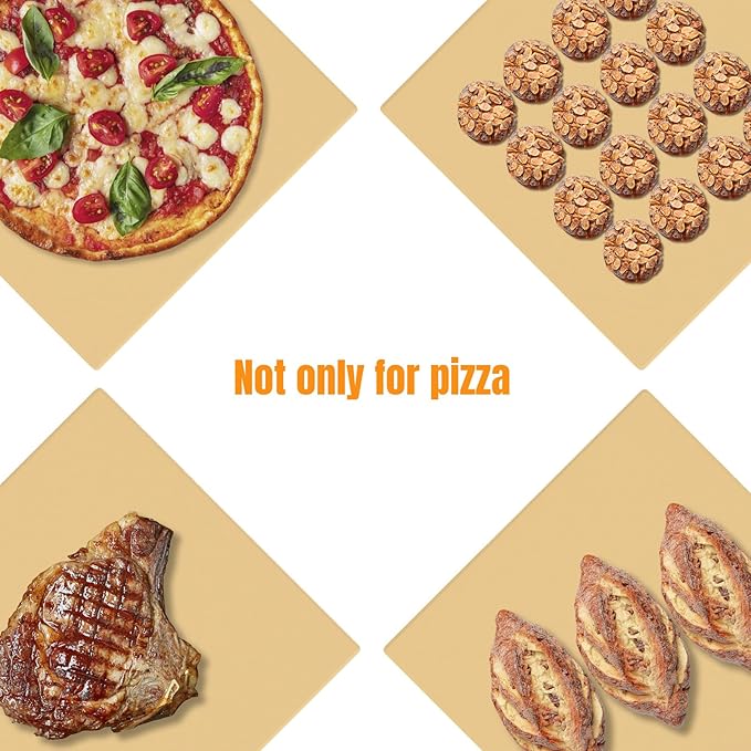 Extra Large Pizza Stone 18 Inch, Rectangular Pizza Grilling/Baking Stone 18" x 18", Industrial Commercial Oven Stone, Ideal for Grilling Baking Several Pizzas Bread - Includes Scaper