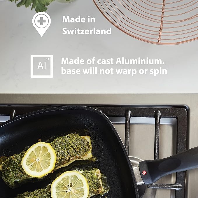 Swiss Diamond 3 Piece Set Fry Pan & Casserole HD Nonstick Diamond Coated Aluminum with Lids, Dishwasher/Oven Safe Grey
