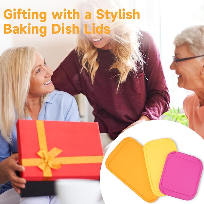 Silicone Lids for Pyrex 222丨233丨222-D丨233-D Glass Baking Dish, 2 Pack Silicone Lid for Pyrex Glass Dish, Dishwasher & Freezer & Microwave Safe (Baking Dish Not included)