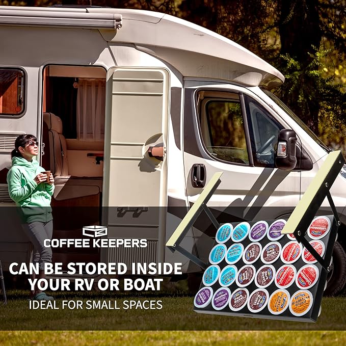 Under Cabinet K Cup Holder 24 Pods – Space-Saving Coffee Pod Holder – Keurig Pod Organizer for Small Spaces – Kcup Holder with Screws & Adhesive for Easy Installation STEEL - 13in x 10in - BLACK