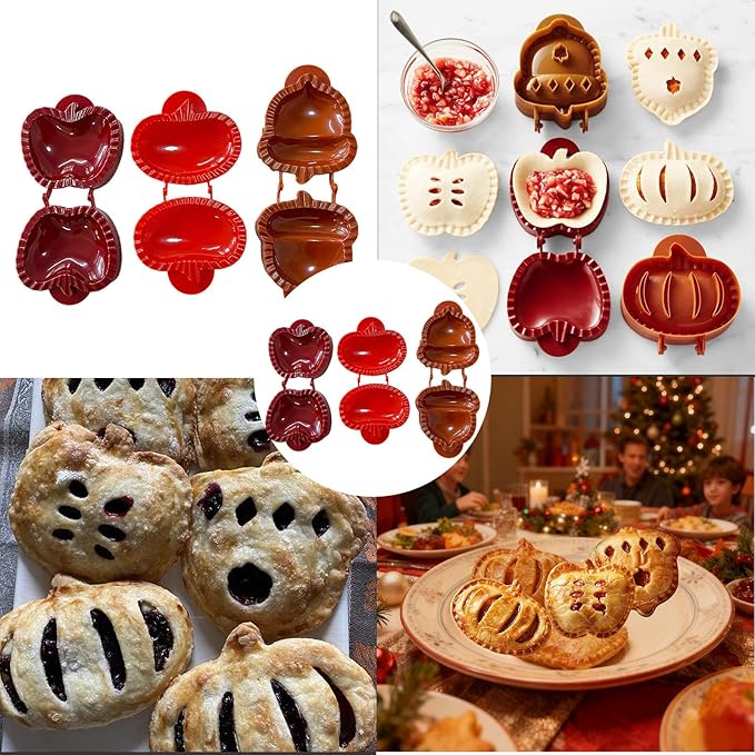 Mini pie Molds for Baking, Mini Apple pie Maker, Fall Hand pie Molds –Pie Molds for Kinds of Themed Parties, Christmas, and Thanksgiving (3PC Brown). (Brown)