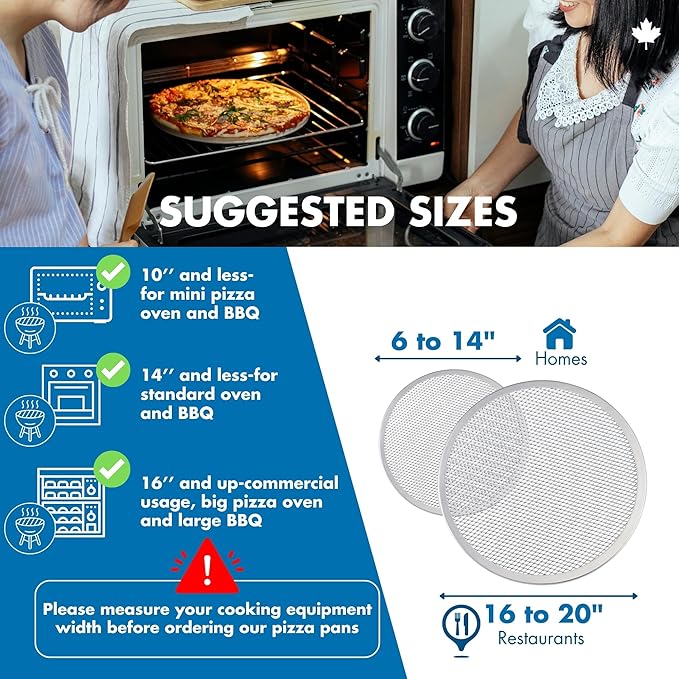 Norjac 16 Inch Pizza Screen, 2 Pack – Aluminum Mesh for Oven, Seamless, Rust-Free, Durable Baking Trays for Crispy Crusts