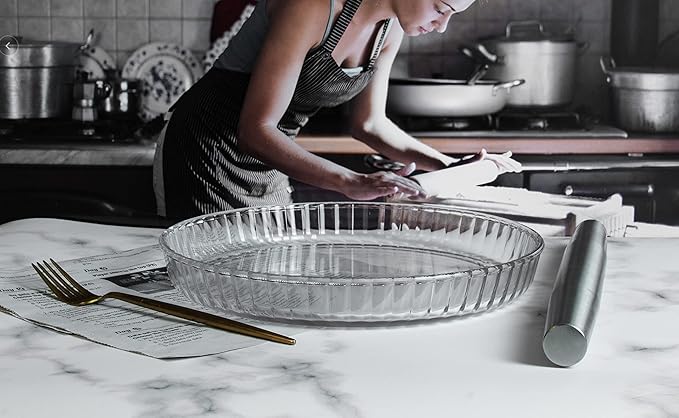 CLAPPER Pie Pan Glass Pie Plate 10.5 inch - Deep Pie Dish for Baking Made by Clear Round Heat-resistant Safety Glass, 54 oz