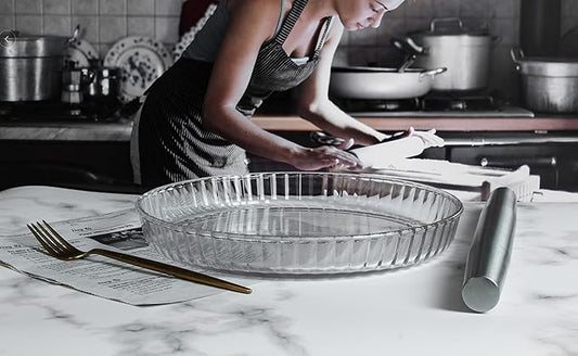 CLAPPER Pie Pan Glass Pie Plate 10.5 inch - Deep Pie Dish for Baking Made by Clear Round Heat-resistant Safety Glass, 54 oz