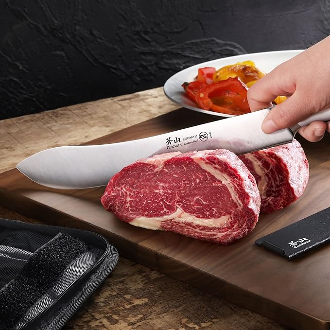 Cangshan Elbert Series German Steel Forged 6-Piece BBQ Knife Set, White, 1027006