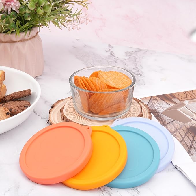 1 Cup Silicone Replacement Lids Storage Cover for Anchor Hocking Glass Bowls (Container not Included) 4 Pack Microwave, Dishwasher and Freezer Safe
