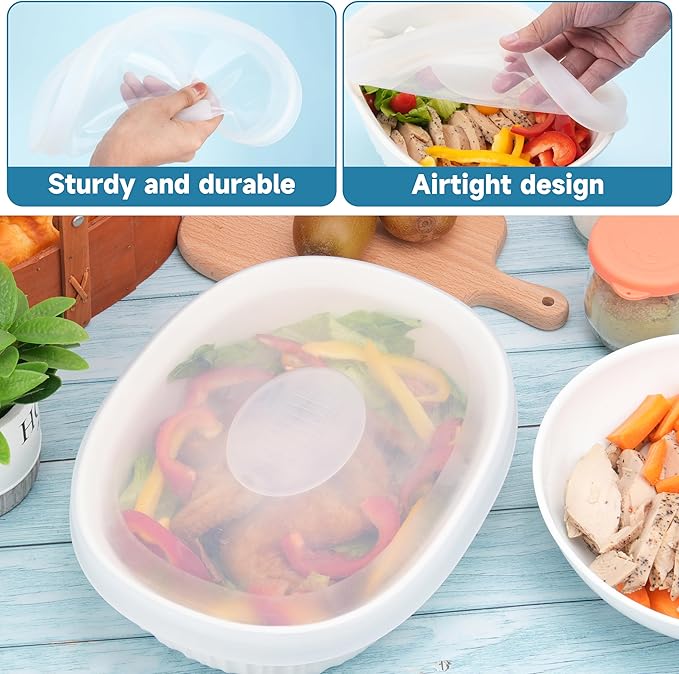 Silicone Lids for CorningWare 2-1/2-Quart Oval Casserole Dish, 2 Pack Reusable Covers for CorningWare Baking Dish (Dish not Included) Dishwasher & Microwave & Freezer Safe